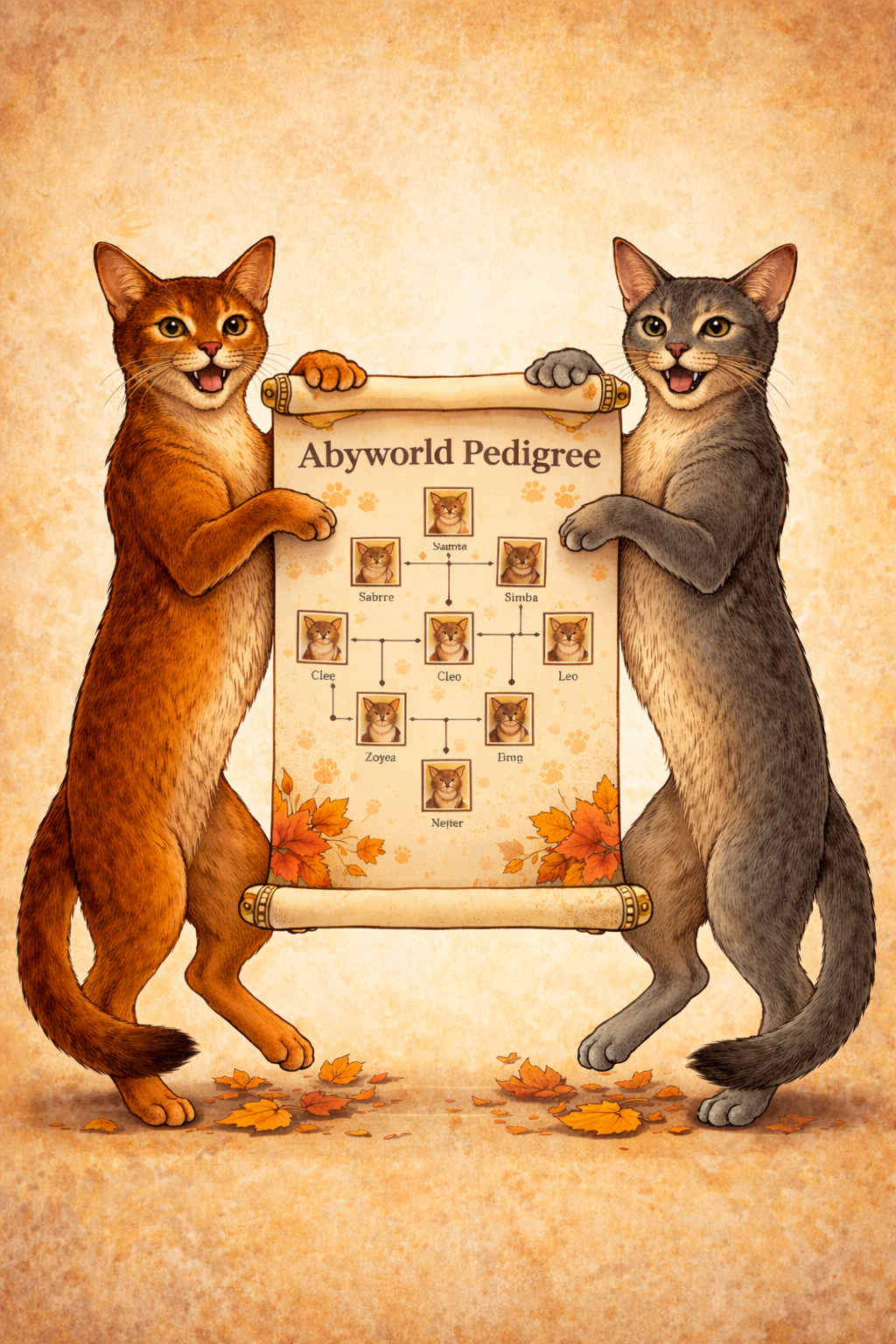 Two rampant Abyssinian cats